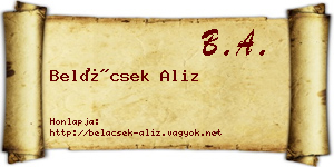 Belácsek Aliz névjegykártya
